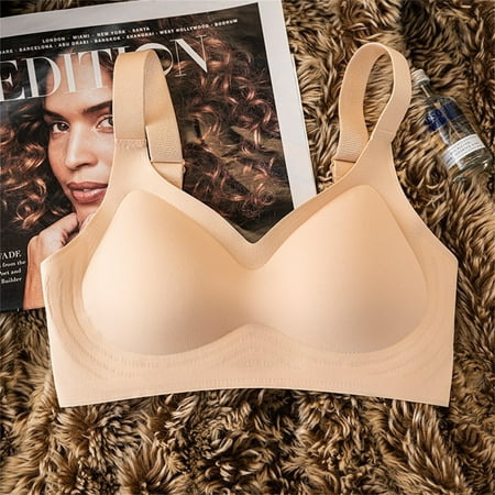 Hot Sale!! Womens Comfortable Wireless Bras Push Up Seamless Bralettes Soft Full Coverage Everyday Bra Women s Wide Straps Without Ring Gathered To Collect Side Breasts Tank Top Non Marking Bra