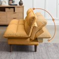 thumbnail image 3 of Convertible Sofa Bed 72″ Fabric Couch with Adjustable Backrest Loveseat Recliner Sleeper Living Room Furniture futon Set for Apartment Small Space, Yellow, 3 of 9