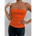 thumbnail image 6 of Women'S Tube Tops Strapless Going Out Crop Tank Top Ruched Bandeau Outfits Sleeveless Y2K Shirts Orange M, 6 of 7