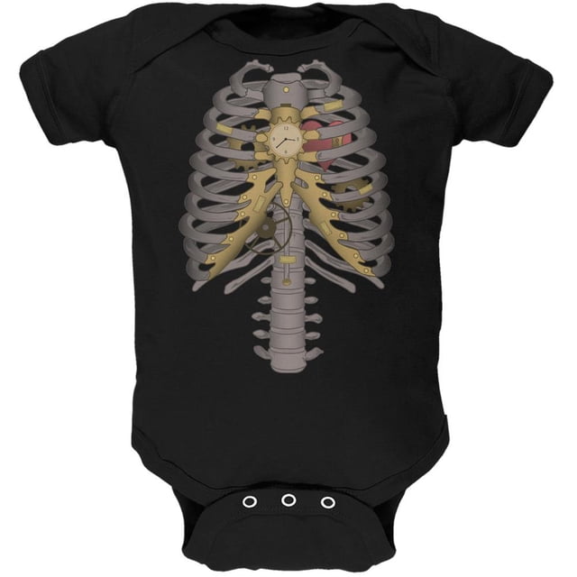 Costume de Squelette Mécanique Steampunk Noir Doux pour Bébé une Pièce