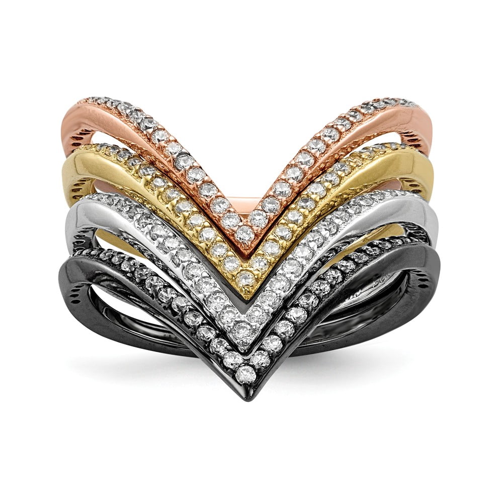 Mia Diamonds 925 Sterling Silver Rhodium and Black plate, Gold and Rose