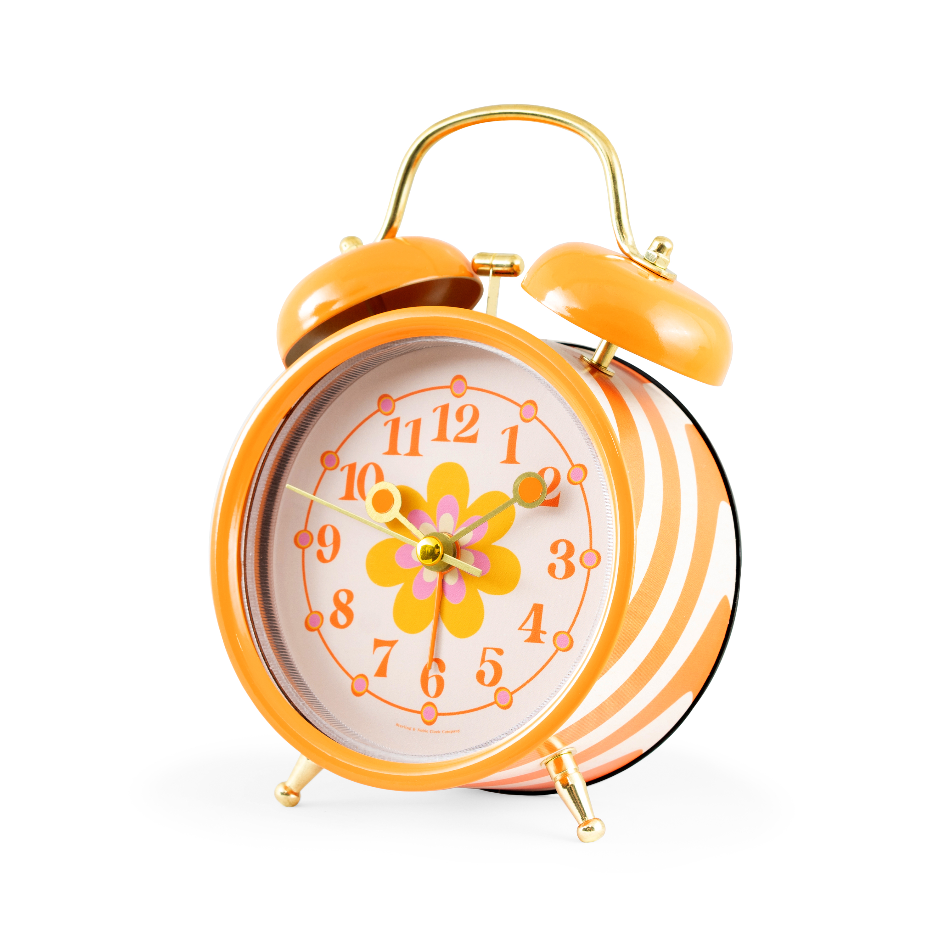 Mainstays Mini Floral Indoor Vintage Groovy Style Orange Table Top Analog Alarm Clock - image 2 of 5