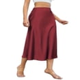 thumbnail image 2 of LYMAYTER Women Midi Silk Skirt Summer Long Satin Skirt Elegant Cocktail Party A-Line Midi Skirts S-2XL, 2 of 8