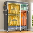 thumbnail image 6 of Enhomee Clothes Rack with Cover Heavy Duty Clothing Rack for Hanging Clothes Loads 550 LBS, Adjustable Closet with Wheels, White, 6 of 7
