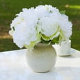 thumbnail image 2 of Enova Home Artificial Silk Peony Faux Flowers Arrangement in Round Ceramic Pot for Home Office Wedding Decoration (Cream), 2 of 4