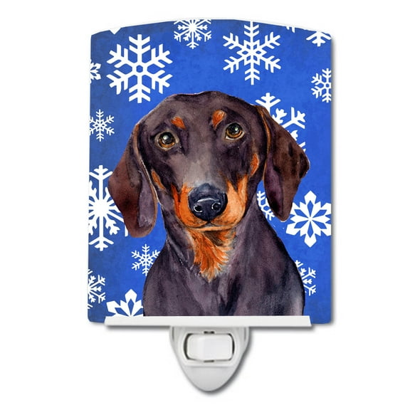 Caroline's Treasures LH9268CNL Dachshund Winter Snowflakes Holiday Ceramic Night Light, 6x4x3", multicolor