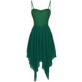 thumbnail image 3 of DPOIS Women Spaghetti Strap Lyrical Dance Costume Asymmetric Contemporary Dance Dress Green L, 3 of 7