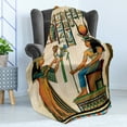 thumbnail image 4 of Egyptian Print Soft Flannel Fleece Throw Blanket, Old Papyrus Depicting Queen Nefertari Historical Empire Artwork, Cozy Plush for Indoor and Outdoor Use, 70" x 90", Multicolor, by Ambesonne, 4 of 5
