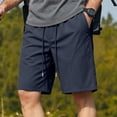 thumbnail image 2 of Besolor Cargo Shorts for Men Wide Leg Drawstring Elastic Waist Lightweight Casual Workout Outdoor Hiking Running Half Pants with Pockets(Medium,Navy), 2 of 7