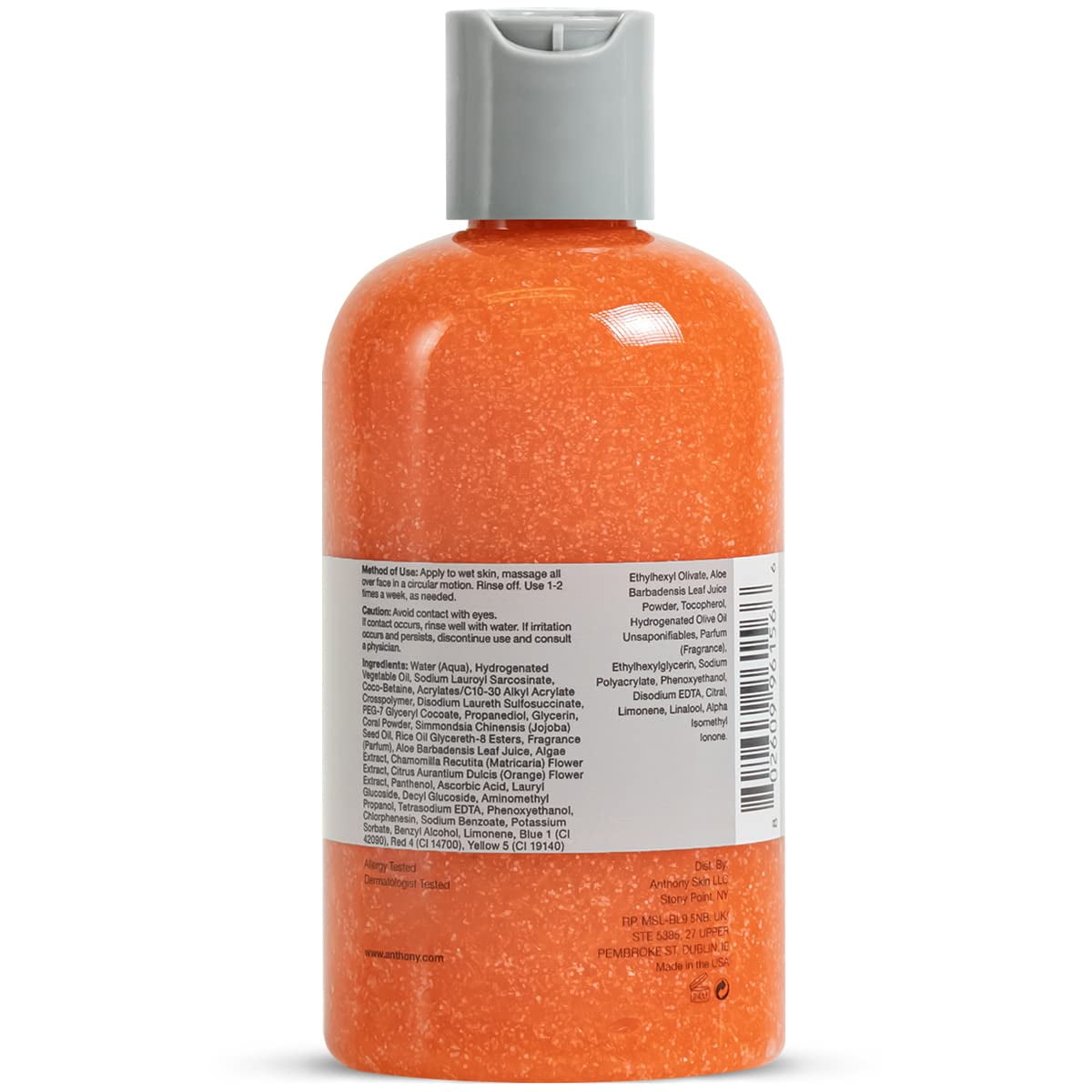Anthony Exfoliating Facial Wash for Men with Aloe Vera & Chamomile for Deep Cleansing, 8 fl oz