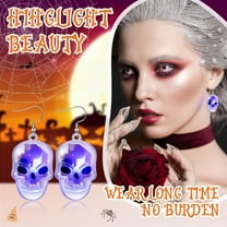 Glowing Halloween Earrings for Women - LED Skeleton Pumpkin Drop Dangle Accessories Light Up Glow in the Dark Designs
