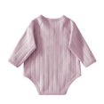 thumbnail image 4 of Jalioing Newborn Cotton Rompers Soft Comfortable Tie Side Bodysuit Solid Color Long Sleeve Romper for Baby Boy Girl, 4 of 6