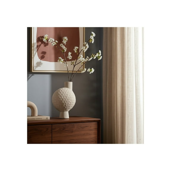 Decorative Modern Vase Geometric Textured Design Stone & Sandstone Casual Contemporary Style Home Office Bedroom Living Room Decor - 11" Brown