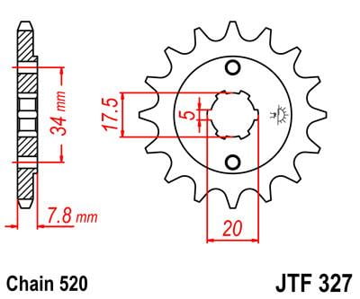 Front Sprocket JTF327 13t fits Honda XL250 S2,3S2 JT
