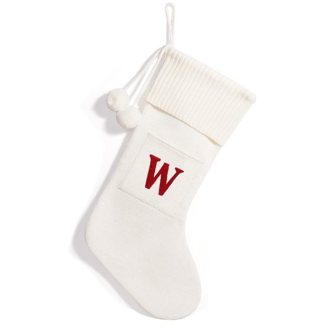 Medias navideñas pequeñas Avdjesfny, medias navideñas blancas de punto bordadas, decoraciones clásicas con letras personalizadas para la temporada navideña familiar.
