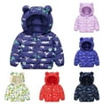 thumbnail image 3 of Fshinging Boys Girls Long Sleeve Winter Warm Cute Bear Ears Down Jackets Cartoon Rabbit Dinosaur Prints Cotton-Padded Clothes Clothing, 3 of 3