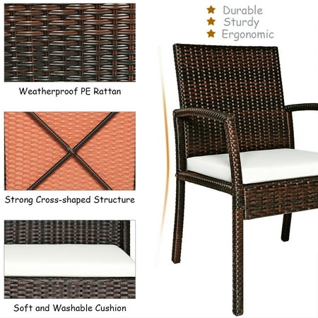 Costway 7pcs Patio Rattan Dining Set Chair Wooden Table Top W Umbrella Hole Canada Costway 7pcs Patio Rattan Dining Set, 7pcs Patio Rattan Cushioned Dining Set With Umbrella Hole Cover