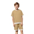 thumbnail image 4 of MAIHAN Boy Summer Clothes Soft Comfy 2 Pieces Sets T-Shirt and Shorts Cotton Summer Outfits Sets(Gold,8-9 Years), 4 of 4