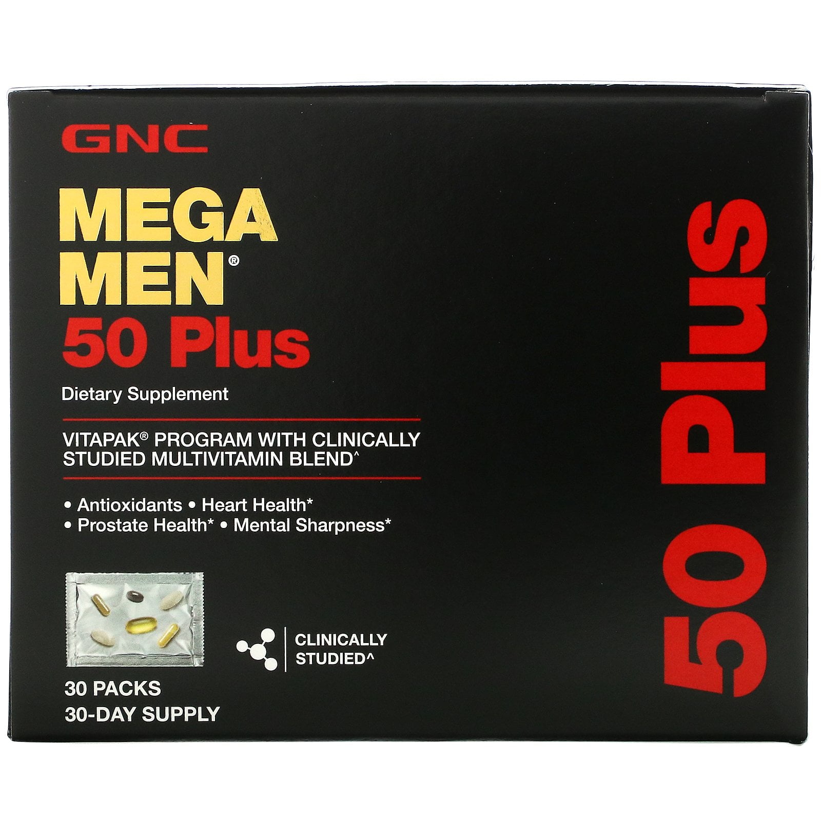 Mega Men, 50 Plus, Multivitamin, 30 Packs, GNC - Walmart.com