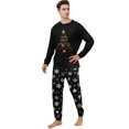 thumbnail image 4 of Family Pajamas Matching Sets - 2 piece Black Christmas Tree Print Long Sleeve Top and Pants Loungewear, Merry Christmas Festivel Theme Gifts for Whole Family for S Pjs, 4 of 5