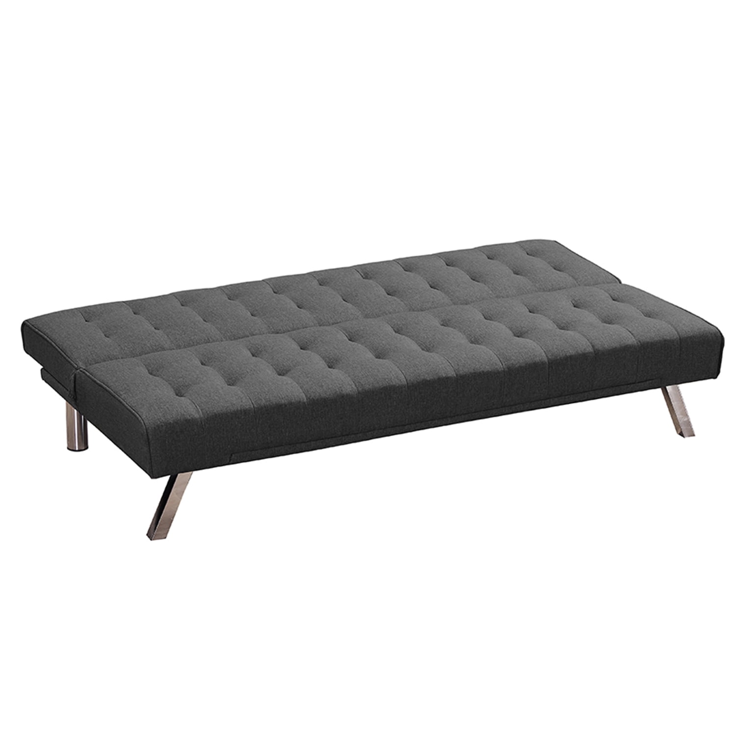 Kadyn Folding Futon Sofa, Upholstered Couch Bed for Bedroom, Modern Convertible Futon with Metal Legs, Dark Grey Kadyn Folding Futon Sofa, Upholstered Couch Bed for Bedroom, Modern Convertible Futon with Metal Legs, Dark Grey
