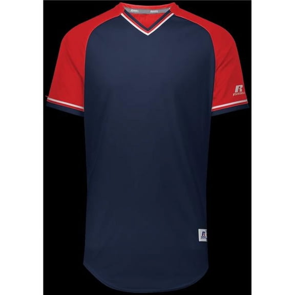 Russell R01X3B.04R.XL Youth Classic V-Neck Jersey - Navy, True Red & White - Extra Large
