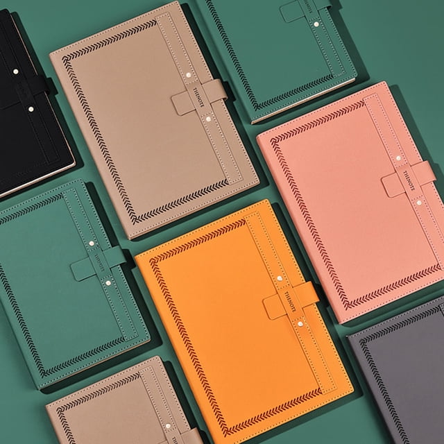 YAOMOBB Business Notebook Faux Leather Thickened Notebook with Creative Strip Buckle Design Ideal for Home School and Office Use