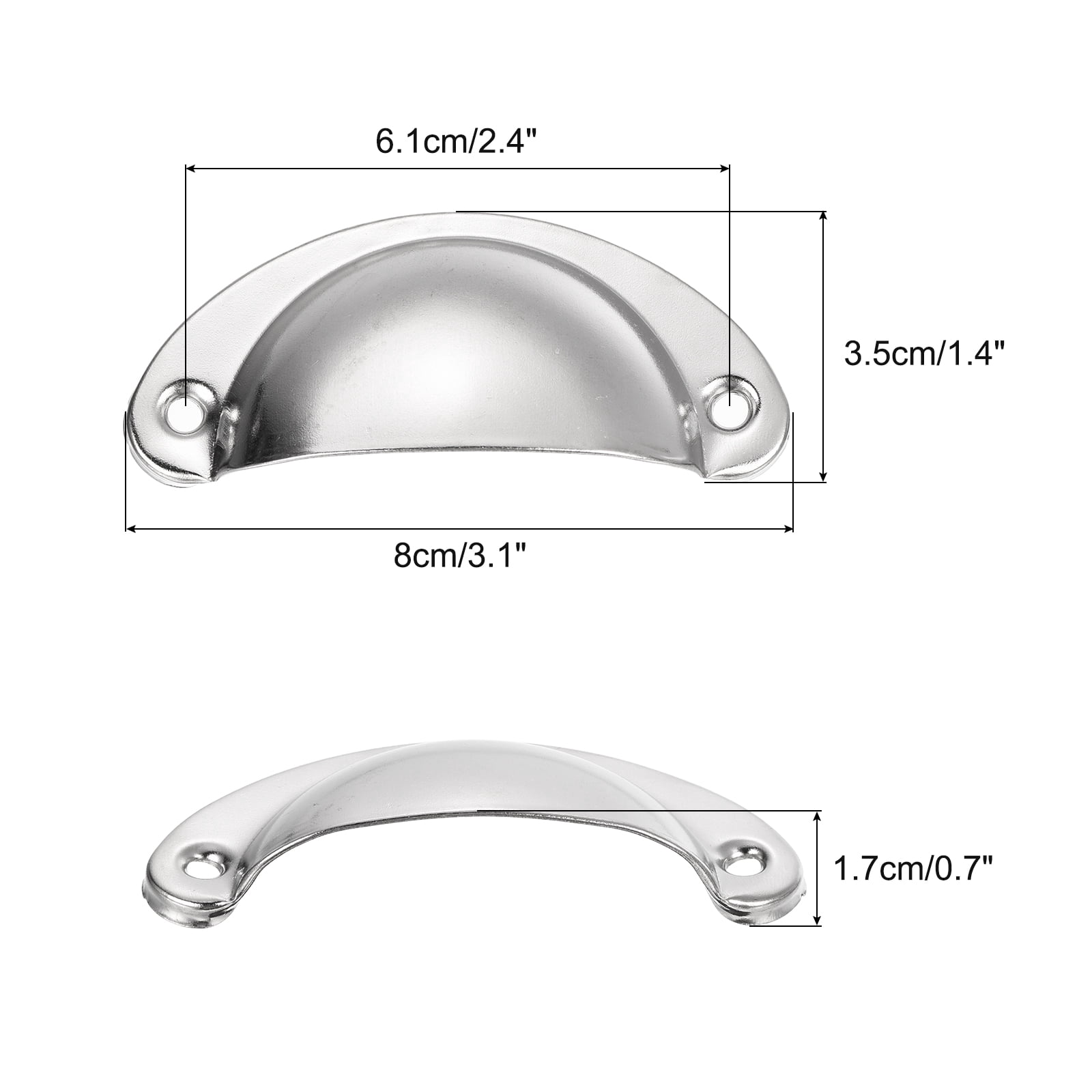 Unique Bargains 10 Pcs Bin Cup Drawer Pulls for Cabinet Dresser Bright Silver