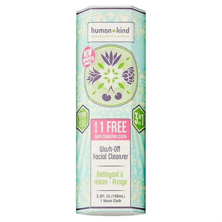Human+Kind Wash-Off Facial Cleanser, Gentle Face Cleanser, 3.38 Oz