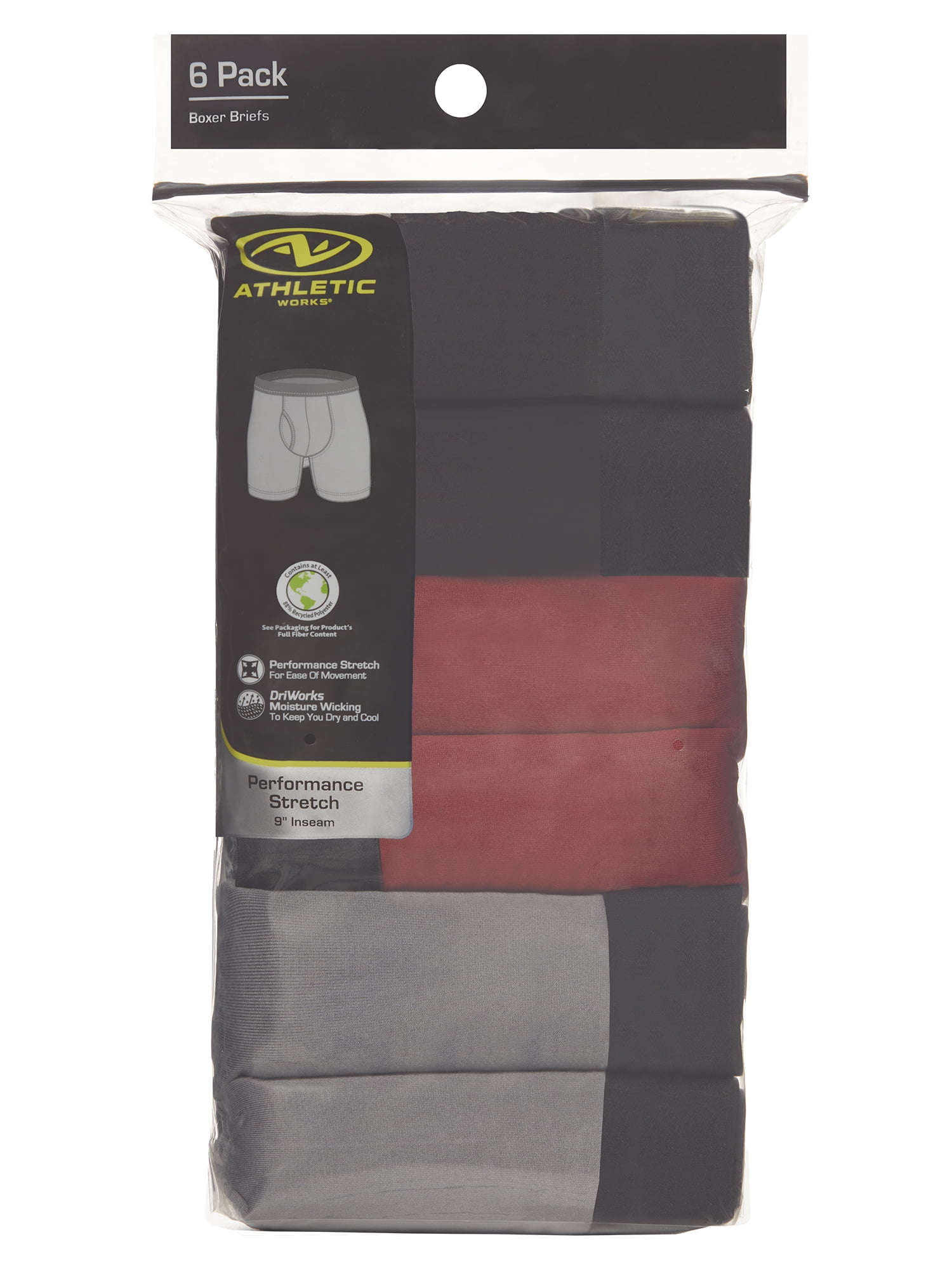 Athletic Works Men's Pro Form Boxer Brief, 6 Pack