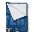 thumbnail image 2 of Saying Soft Flannel Fleece Blanket, Floral Arrangement Never Stop Dreaming Calligraphic Design Ornate Retro Leaf, Cozy Plush for Indoor and Outdoor Use, 60" x 80", Royal Blue Yellow, by Ambesonne, 2 of 5