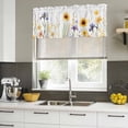 thumbnail image 4 of Sunflower Curtain Valances for Windows, Kitchen Valance Window Treatments Panel 2 Pack, Watercolor Yellow Summer Botanical Rod Pocket Short Curtains for Bathroom Bedroom 60 x 18 Inch, 4 of 8