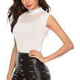 thumbnail image 3 of Blusa de punto blanca elegante sin mangas con paneles transparentes, perfecta para salir por la noche, 3 of 8