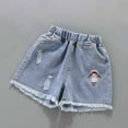thumbnail image 5 of tarylea Girls Denim Shorts Elastic Waisted Jeans Shorts Bowknot Frayed Hem Pull on Summer Shorts, 5 of 9