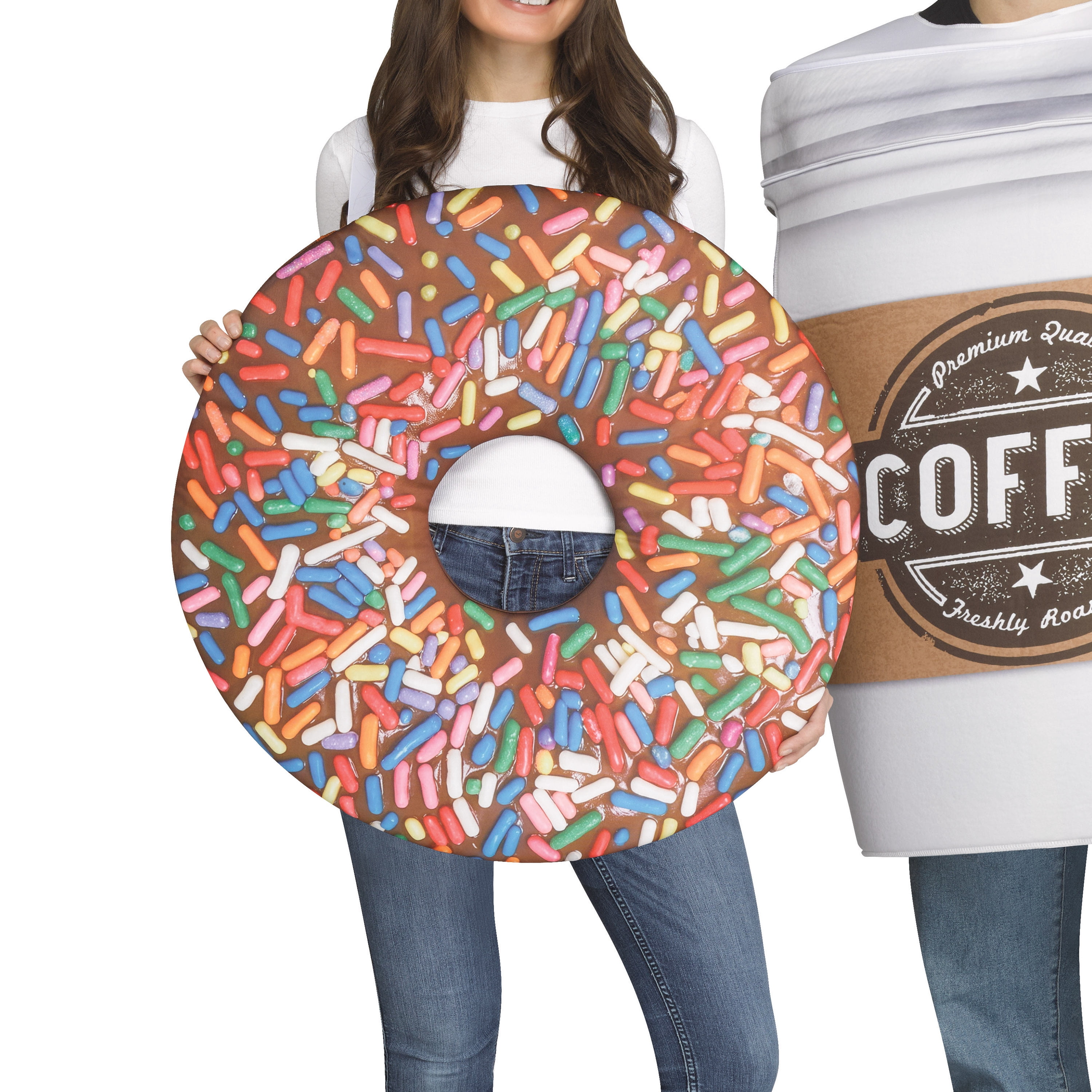 Coffee and Donut, 2pc, Halloween Couple Costume for Adults, Adult Size S-XL (28-42), by Way to Celebrate