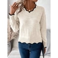 thumbnail image 5 of Women's Casual V-Neck Dropped Shoulder Long Sleeve Sweater, Autumn,Fall,Cozy Fall And Winter, 5 of 5