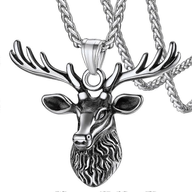 Collar con colgante de cuernos de ciervo vikingo de la mitología celta para hombre y mujer, acero inoxidable/chapado en oro de 18 quilates CP783