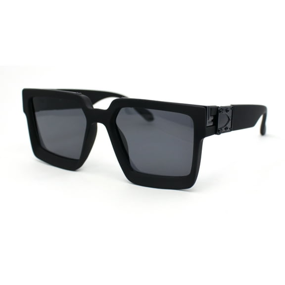 Rubberized Soft Matte Luxury Thick Horn Rim Mobster Sunglasses All Black