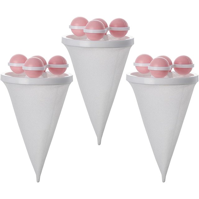 HUGFEGWE 3Pcs Upgraded Lint Catcher for Laundry,Floating Hair Filtering Mesh Removal Pet Hair Remover for Laundry,Washing Machine Floating Lint Mesh Bag,Reusable Household Hair Washer Trap (Pink)