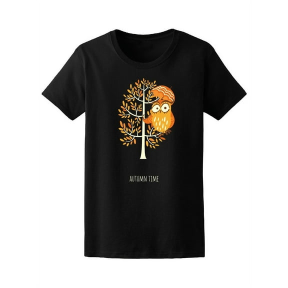 Autumn Time Orange Owl T-Shirt Women -Image by Shutterstock, Female x-Large