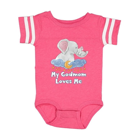 

Inktastic My Godmom Loves Me Cute Elephants Clouds Moon and Stars Gift Baby Boy or Baby Girl Bodysuit