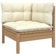 thumbnail image 3 of vidaXL 3 Piece Patio Lounge Set with Cream Cushions Solid Pinewood, 3 of 4