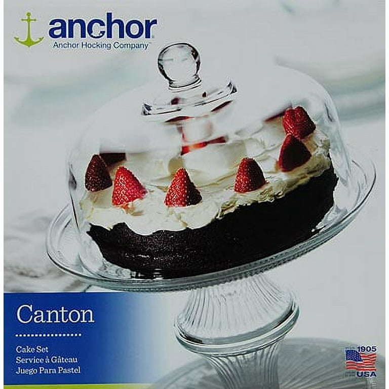 Anchor Hocking ケーキスタンド S L 2点セット Anchor Hocking Canton Glass Cake Stand Set with Pedestal