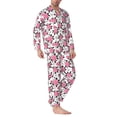 thumbnail image 2 of Salouo Rose Flowers Print Button-Front Long Sleeve Pajama Set for Men, Soft 2Pjs Men's Long Sleeve Sleepwear-Small, 2 of 7