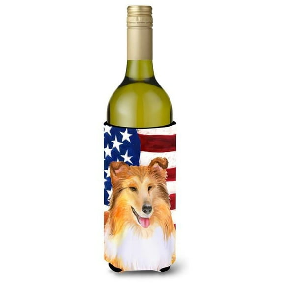 Sheltie Patriotic Wine Bottle Beverge Insulator Hugger