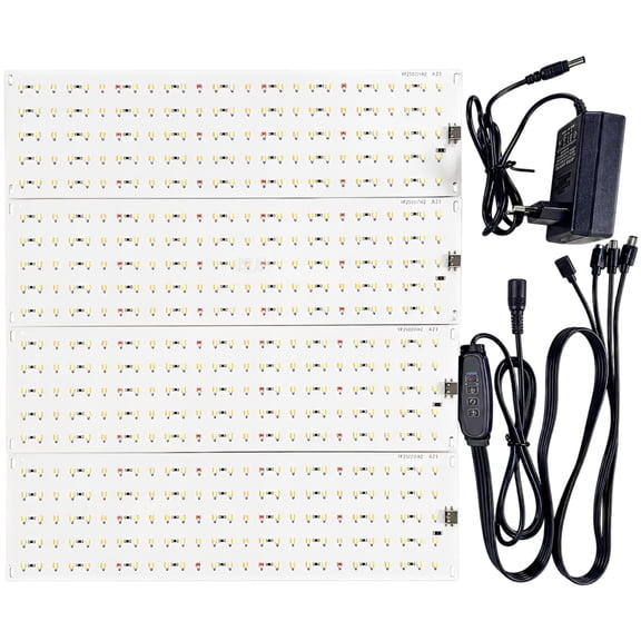 4-Panel Grow Lights, 11.8 x 3.2 in Grow Lights for Indoor Plants Full Spectrum with 3/9/12H Timer, 33W 540 LEDs Plant Growing Lamps for Cabinet Shelf Starting Succulents, 10 Brightness