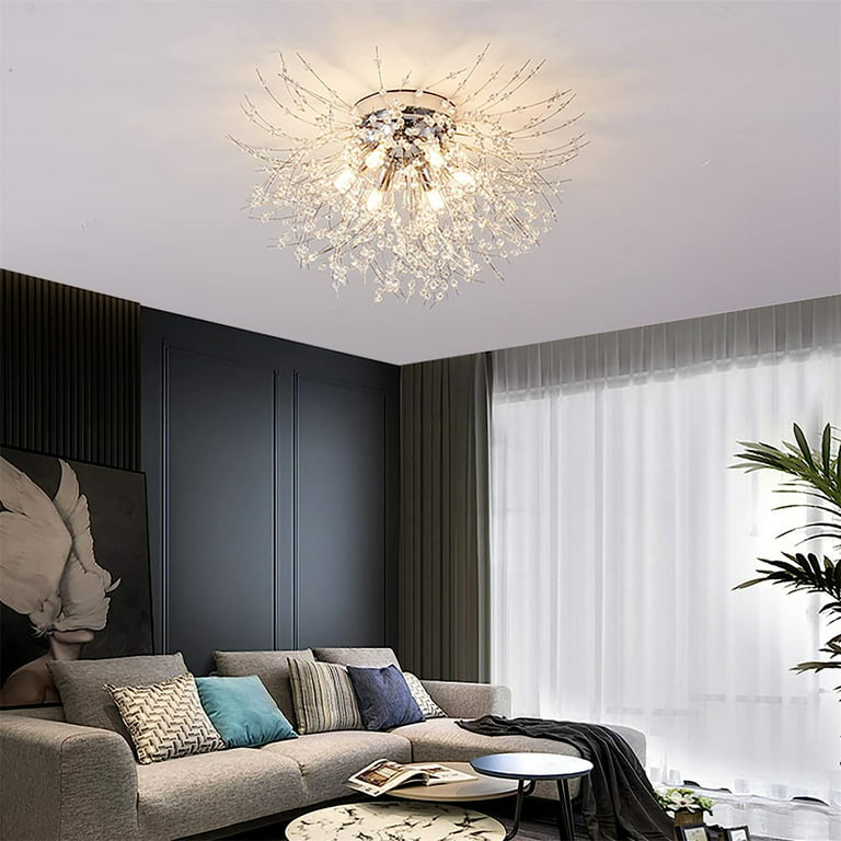 Glendale Luxury Modern Adjustable Height Glam Crystal Chandelier,Exquisite Hanging Ceiling Lamps for Living Room - Chrome