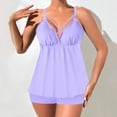 thumbnail image 2 of UJNDER Swimsuit for Women Women's Tankini Two Piece Strappy Bathing Suit Tops with Shorts Plus Size Comfortable Womens Bathing Suits Purple S, 2 of 8