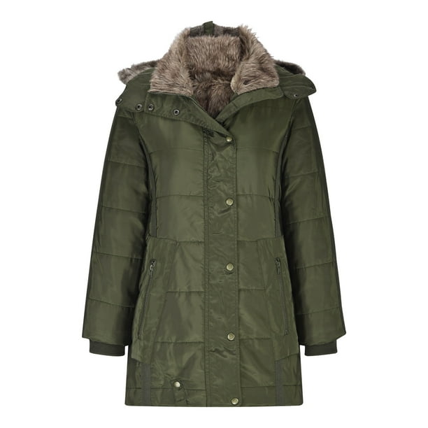 Womens Plus Size Down Coats Winter Warm Fleece Lined Quilted Jacket