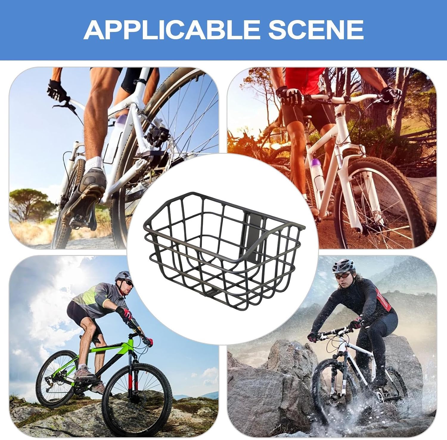 Bike Basket - Front Handlebar Storage Rack, Sturdy Wire Cargo Carrier, Precise Secure Mounting System, Cycling Accessory, Fits All Bicycle Styles, for Shopping School Picnic